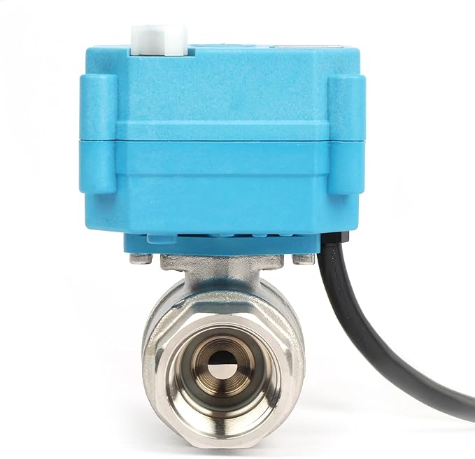 U.S. Solid 3/4 inch NPT 304 Stainless Steel Motorized Ball Valve - Plastic Electrical Ball Valve, 2 Wire Auto Return, AC 110~230V, Normally Closed, IP67, NSF Certified