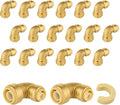 (Pack of 20) Niikappu 3/4 Inch x 1/2 Inch Reducing Elbow Brass Fitting, Push to Connect Plumbing Brass Fittings, PEX, Copper, CPVC, PE-RT Pipes