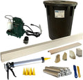 50 Ft - Complete Basement Waterproofing System. Includes, baseboard channel gutter panels, sump pump & basin, floor adhesive, caulk gun and all accessories. DIY System