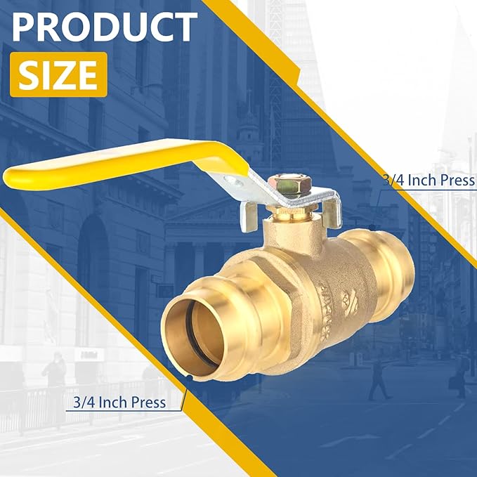 3/4-Inch Copper Press X Press Ball Valve for Copper Tubing,Brass Full Port Water Stop Shut Off Ball Valve,1/4 Turn with EPDM O-ring(Pack of 20)(VALVE243-20Pack)