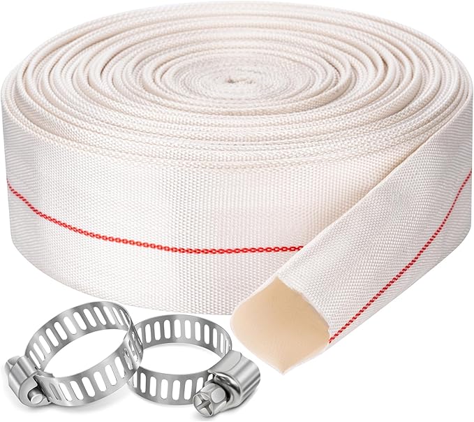 Pool Backwash Hose 2-1/2” × 65 ft Heavy Duty PVC Water Discharge Hose General Purpose Flexible Reinforced Lay Flat Pump Drain Pipe for Water Transfer Applications (2.5in-65ft, No Leak)