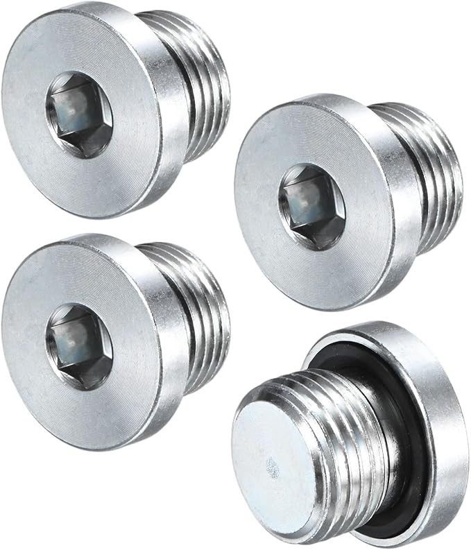 1-Pack M18x1.5mm Inner Hex Head Pipe Fitting Plug, Carbon Steel Sensor Socket Plug with Seal O-Ring for Terminate Pipe Ends/High Pressure Washer, Sealing Screw