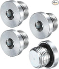 4-Pack M18x1.5mm Inner Hex Head Pipe Fitting Plug, Carbon Steel Sensor Socket Plug with Seal O-Ring for Terminate Pipe Ends/High Pressure Washer, Sealing Screw