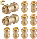 HeSun 10-Pack 3/4" Push-to-Connect Brass Coupling for PEX, Copper, CPVC, PE-RT Pipes