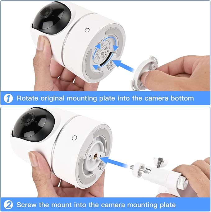 2Pack Adjustable Wall Mount for Eufy Security Indoor Cam P24 and E220, No-Drill Mounting Bracket for Eufy Security Indoor Cam Pan & Tilt - White