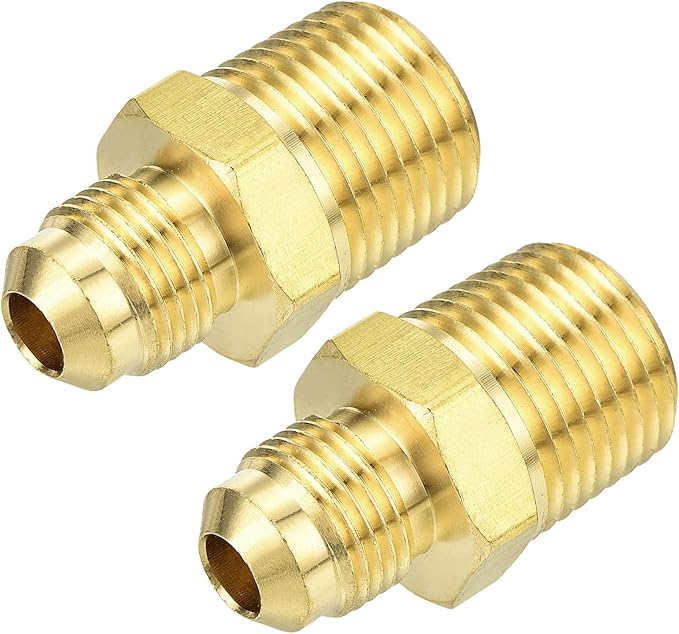 uxcell Brass Tube Fitting, 1/2O.D x 3/8NPT Brass Flared Pipe Adapter Fittings Reducing Nipples Connector, Half Union Gas Adapter for Pipe Connections, Hydraulics, Refrigeration