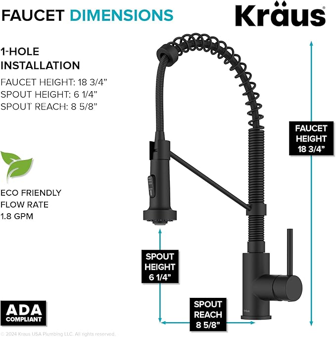 KRAUS Bolden Commercial Style Pull Down Kitchen Faucet and Water Filter Faucet Combo in Spot-Free Stainless Steel, KPF-1610-FF-104SFS