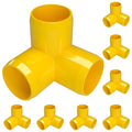 FORMUFIT 3/4” 3-Way Elbow Furniture Grade PVC Fitting in Yellow, Made in USA, UV-Resistant, Impact-Proof, 1.050” Actual Socket Diameter (Pack of 8)