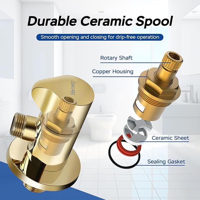 Angle Valve 1/2 Inch Inlet x 3/8 Inch Outlet 1/4 Quarter Turn Handle Angle Stop Water Shut Off Valve for Water Pipes for Faucet/Toilet Valve National (American) Pipe Thread