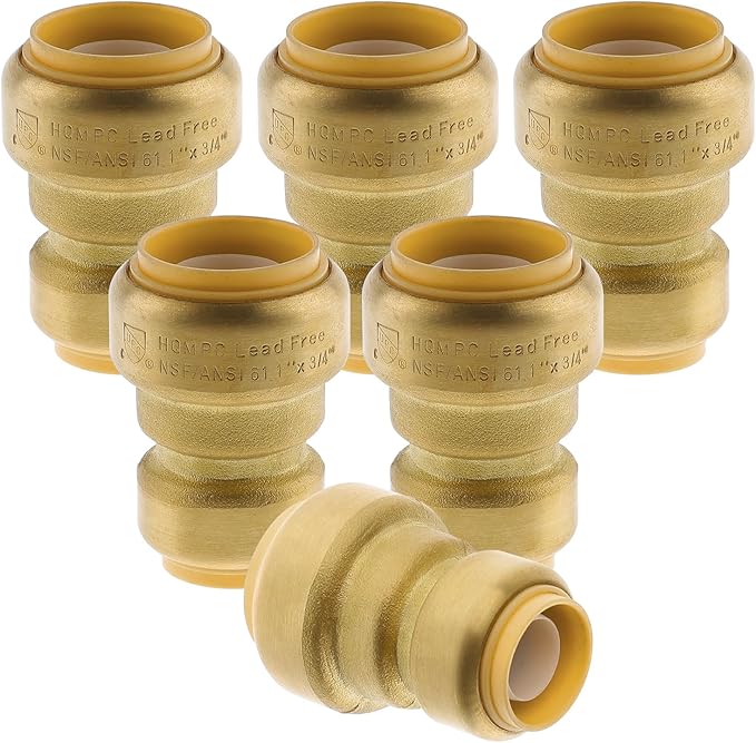 HQMPC Push Fit PEX Fittings Straight Coupling 3/4"x1, Push-to-Connect Copper, CPVC, No Lead Brass Plumbing Fittings 6PCS 3/4"x1")