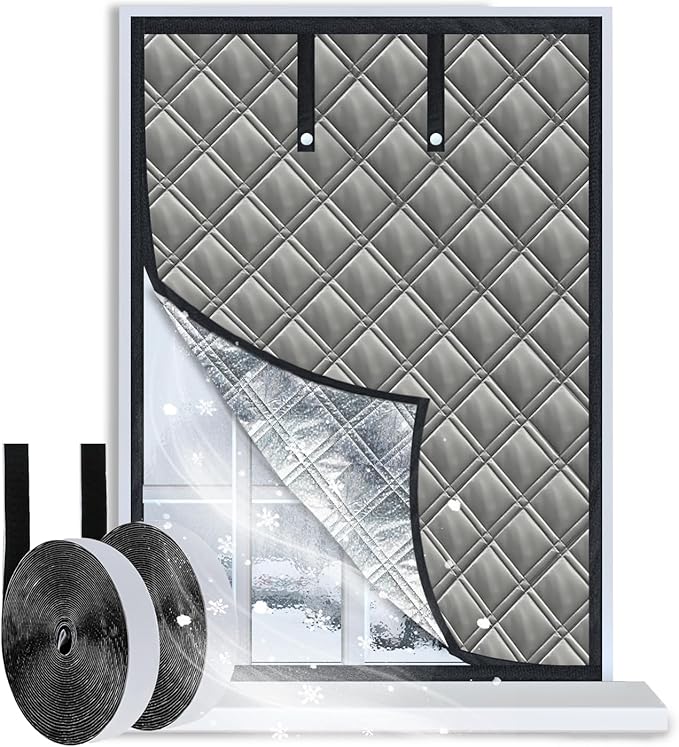 Gulrear 43"x59" Window Insulation Kit for Winter,3Layer Thermal Window Insulation Cover for Winterizing to Block Cold Drafts and Insulates,Features Velcro for Adjustable Fit for RV,Indoor Window