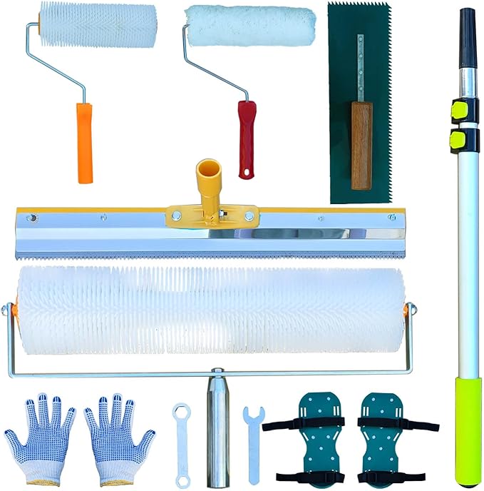 Self Leveling Concrete Epoxy Floor Tool Kit Spiked Roller for Self Leveling Epoxy Squeegee Garage Hard Floor Reconstruction