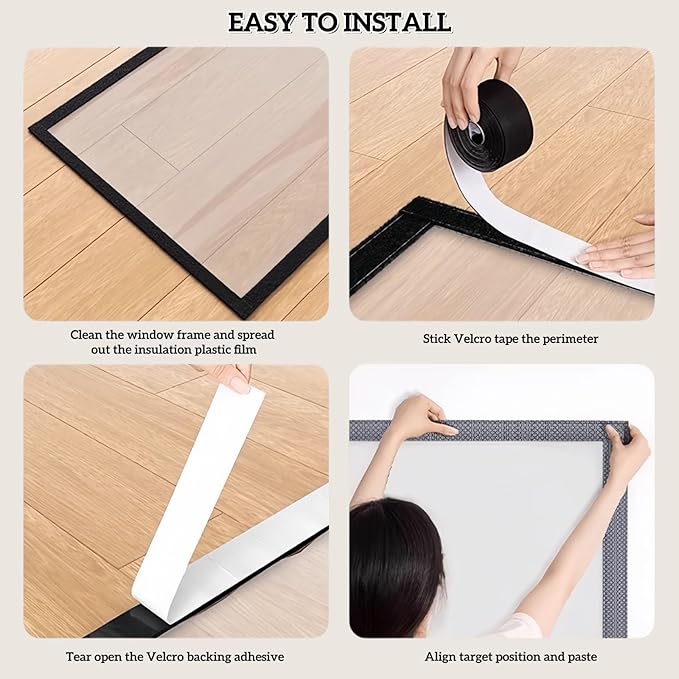 TECUUL Window Insulation for Winter, 63''X63'' Window Insulation Kit Thicken Plastic Transparent Window Film Easy Installation Keep Cold Out Weatherproof Soundproof Thermal Curtain