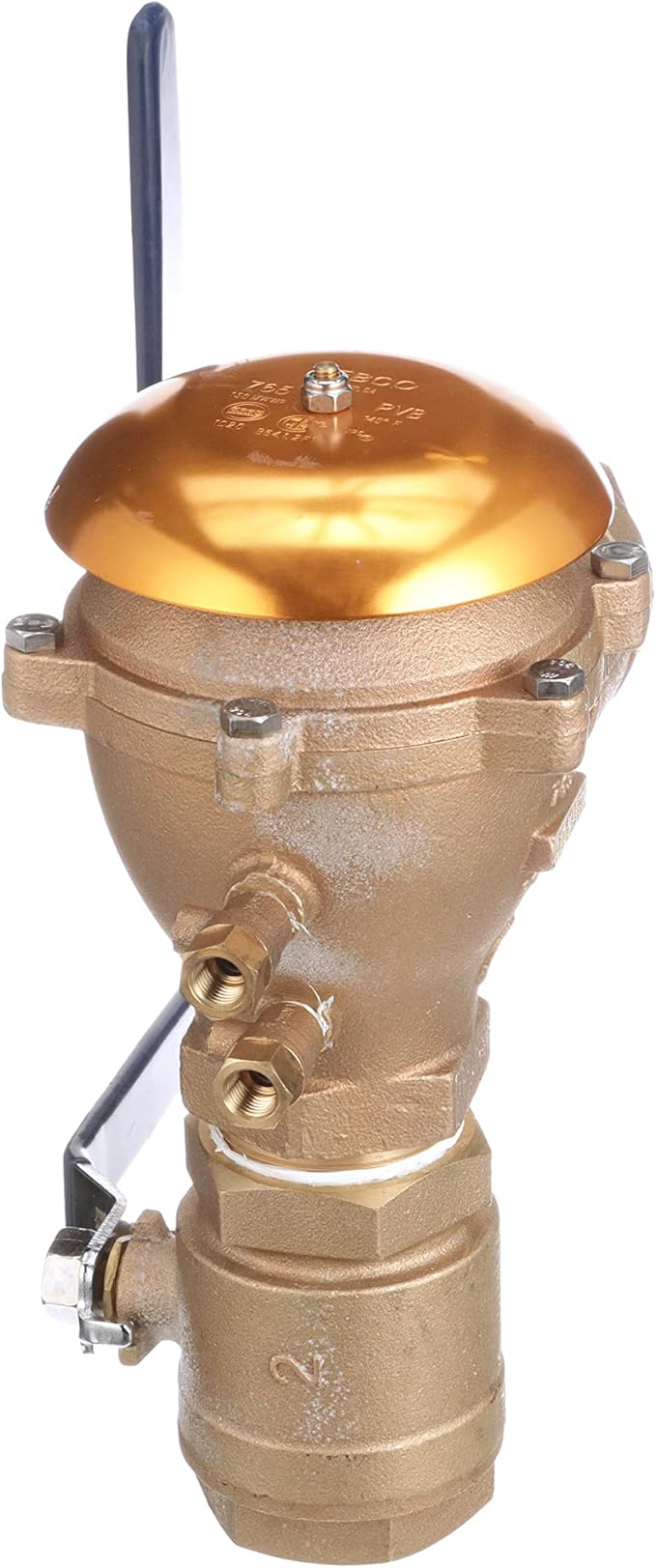 Febco 765 Series 2" Bronze Pressure Vacuum Breaker Backflow Preventer, Quarter Turn Shutoff, NPT Connections, Spring-Loaded Check Valves, Max Pressure 150 psi, Industrial Plant, Irrigation System
