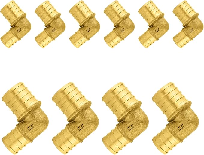 10-Pack PEX Fittings Niikappu 1"x3/4" Pex Elbow, Brass Crimp Pipe Fittings for PEX Pipes, ASTM F1807