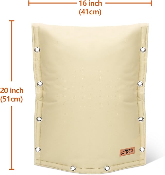 Backflow Preventer Insulation Cover - 3 Way Opening Pipe Insulation Cover for Irrigation Valve, Sprinkler Cover for Outside - Winter Freeze Protection Backflow Cover - 16" W x 20" H, Beige