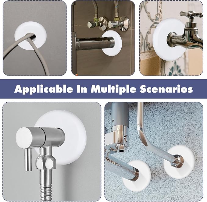 4pcs Escutcheon Plate, Self-Adhesive Plumbing Cover Plates, Round Escutcheon Plate for 0.7In Diameter Water Pipes, Wall Split Flange for Kitchen Toilet Faucet Decoration (White)