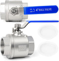 TAISHER 1PCS 4" FNPT Heavy Duty Full Porat Ball Valve 304 Stainless Steel with Blue Handles