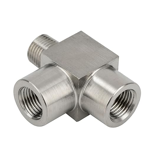 Metalwork 304 Stainless Steel Pipe Fitting, Street Tee, Male Run Tee, 1/8" NPT Male x 1/8" NPT Female x 1/8" NPT Female, 2 Pcs