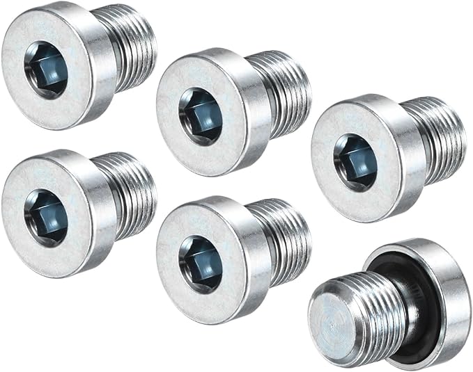 1-Pack M12x1mm Inner Hex Head Pipe Fitting Plug, Carbon Steel Sensor Socket Plug with Seal O-Ring for Terminate Pipe Ends/High Pressure Washer, Sealing Screw