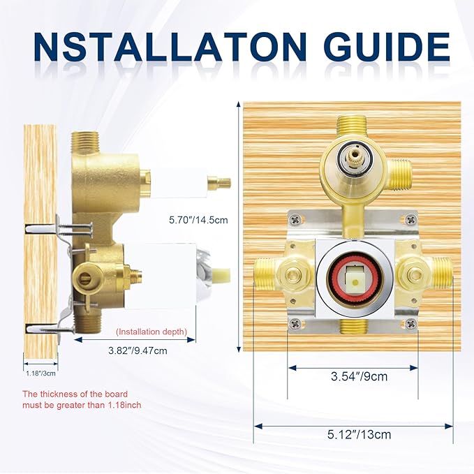Solid Brass 3 Way Outlet Shower Diverter Valve Flow Control Mixer Mixing Rough-In Shower Valve Modern Concealed(Chrome)