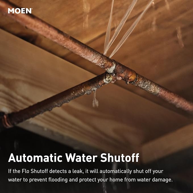 Moen Flo Smart Water Monitor and Automatic Shutoff Sensor, Wi-Fi Connected Water Leak Detector for 1-1/4-Inch Diameter Pipe, 900-002