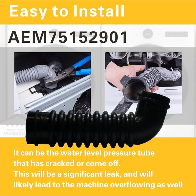 Upgraded AEM75152901 Washer Drain Hose Assembly Compatible with LG Front Loading Washers Machines: WT7800CV, WT7800CW, WT7900HBA, WT7880HWA, WT7405CW