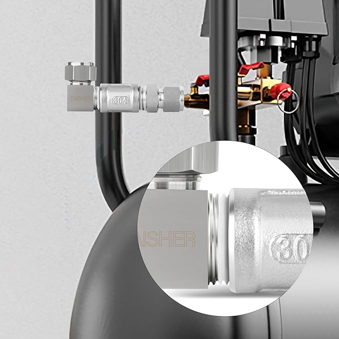 TAISHER 2PCS 304 Stainless Steel Square 90 Degree Compression Tube Pipe Fitting Connector, 3/8" Tube OD x 3/8" NPT Male Adapter
