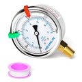 MEANLIN MEASURE 0~100Psi Liquid Filled Pressure Gauge 1/4" NPT 2.5" FACE DIAL Stainless Steel Glycerin Filled WOG Water Oil Air Lower Mount (with 2PCS Snaps)