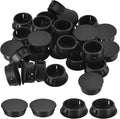 uxcell 1-3/32" Plastic Hole Plugs, 36Pcs Flush Type Panel Round Snap in Fastener Knockout Locking Plugs for Furniture Insert End Caps Panels, Black