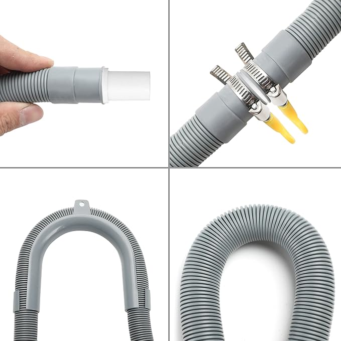 16 FT Washing Machine Drain Hose Universal Dishwasher Drain Hose Extension Kit for Washer, Flexible Discharge Hose with 1 U-Bend Hose Holder and 2 Hoses Clamps