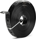 Metal Strap 1-Inch x 50FT 0.6mm Thickness Metal Strapping with Holes Galvanized Pipe Hanger Strap DIY Cutting and Installation for Pipe Support (Black)