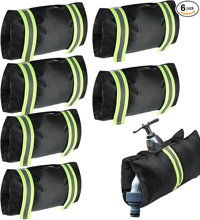 6 Pack Outdoor Faucet Cover for Winter Freeze Protection,10" W x 7.8" H Hose Bib Cover Outside Reusable Waterproof Insulation Wrap with Reflective Strip for Garden Yard Spigot Pipe