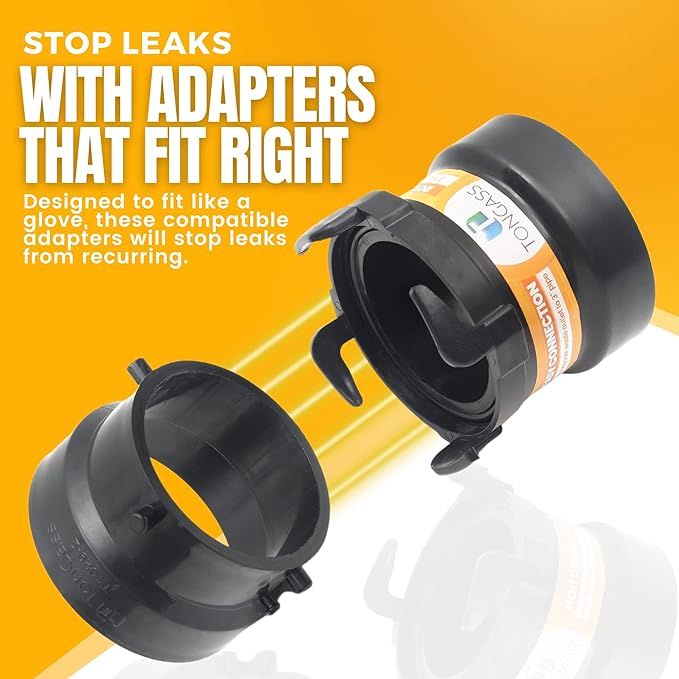 2 x Combo Pack RV Sewer Hose Fitting Adapter - PVC Connection & Termination Adapter - 3" Hub x Bayonet Hooks