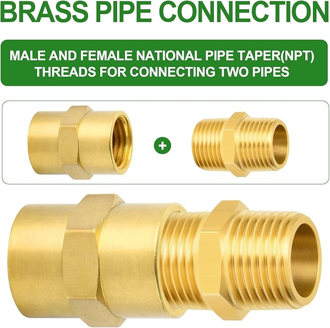 TAISHER 2PCS Brass Pipe Fitting, Coupling, 1/8-Inch Female Pipe x 1/8-Inch Female Pipe