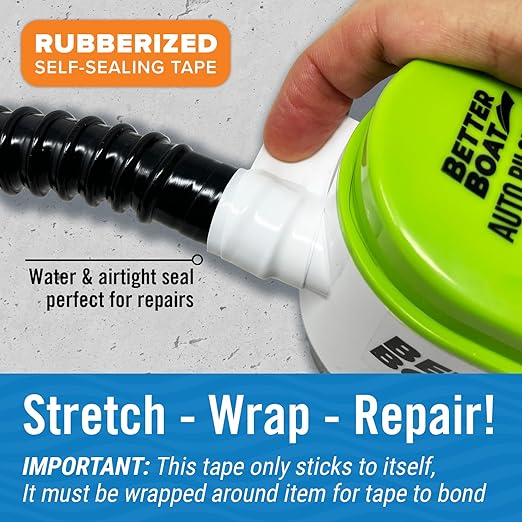 Better Boat White Heavy Duty Silicone Tape, Self-Fusing Rubber Hose and Plumbing Water Pipe Repair Seal, Coax Electrical or Waterproof Tape for Leaks, 15ft