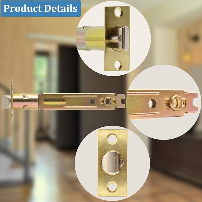 5-Inch Deadlatch Door Lock Replacement Latch with Square Interface Fits 5 Inch Backset Standard Entry Doors Knobset or 90°Rotation Leverset, Polished Brass