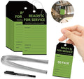 50PCS Ready for Service Tags 3" x 5 3/4" Service Repair Tags with Wire Service Tags for Equipment Black and Green Service Tags for Required Examination Production Status Notice Tags Cardstock