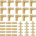 (Pack of 45) 1/2" PEX Fittings,90 Degree Elbow (15 PCS) + Tee (15 PCS) + Straight Coupling (15 PCS),Pex Brass Crimp Fitting Combo for PEX Pipe Tubing Connection,ASTM F1807
