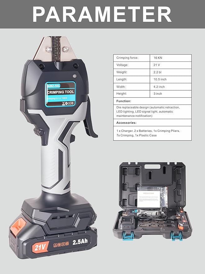 AMZCNC Electric Crimping Tool Set Electric Wire Crimper - Heat Shrink, Nylon, Insulated Flag, Non-Insulated Connectors