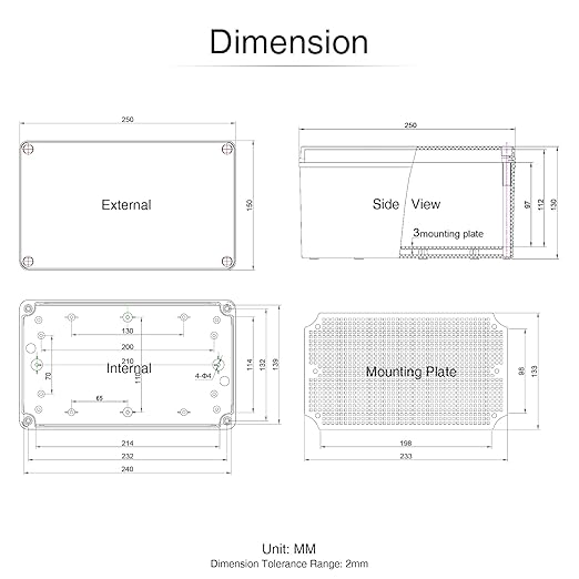 QILIPSU Outdoor Junction Box IP67 Waterproof Project Box ABS Plastic Weatherproof Electrical Enclosure Gray Cover (9.8"x5.9"x5.1")