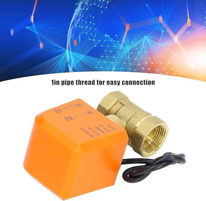 DN25 2 Way 2 Wire Electric Ball Valve Normally Closed Brass Universal Ball Valve DC12 24V High Performance Water Flow Control for Plumbing Systems Brass Material 1 Inch Interface