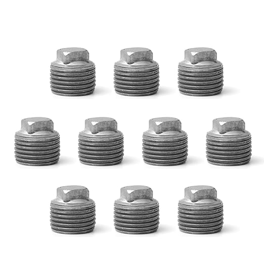 1/2" Pipe Fitting Male Cap, Home TZH 10 Pack Malleable Iron Cast Black Pipe Male Square Caps for Steam-punk Vintage Shelf Bracket DIY Plumbing Pipe Decor Furniture (10, 1/2")