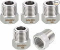 5 Pack 304 Stainless Steel Pipe Fittings, 1/2" Male G to 3/8" FNPT Hex Bushing Reducer, Hose Tube Threaded Adapters for Air, Oil, LP, Gas