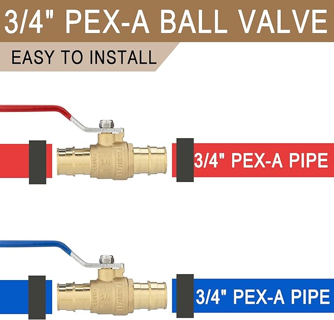 [4 Pieces] Lingmfg 3/4" PEX-A Expansion Ball Valve Shut Off Valve LING-BV1-3/4F1960-4