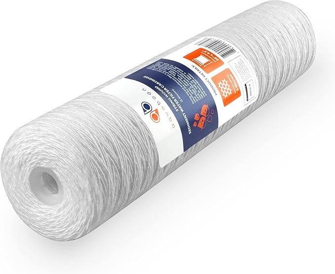 Aquaboon 5 Micron 20 x 4.5 Whole House String Wound Water Filter Replacement Cartridge for Well Water Filtration Compatible with WP5BB20P, 4-Pack
