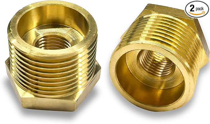 2 Pcs Brass Bushing 3/4" Male to 1/4" Female, 3/4" to 1/4" NPT Adapter Hex Brass Reducing Pipe Adapter Fitting Pipe Hose Tube Adapter Convert