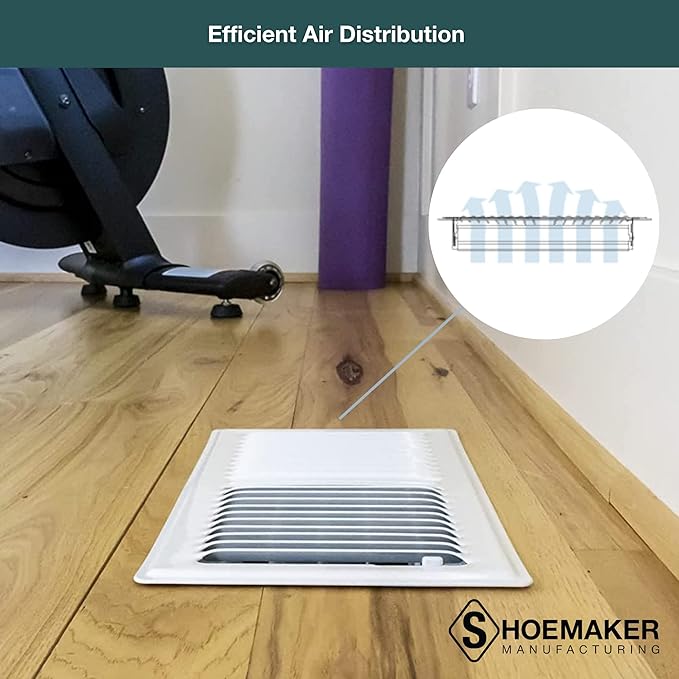 Shoemaker 6x12 Floor Register – Glossy White Heavy Duty Metal Floor Vent Cover for Home Floors - Premium Forced Air Vent Covers