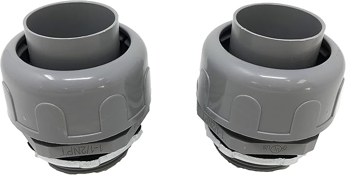 Sealproof 1-1/2-Inch Non-metallic Liquid Tight Straight Electrical Conduit Connector Fitting, UL Listed, 1-1/2" Dia, 2-Pack