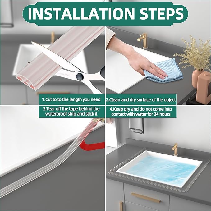 Shower Threshold Water Dam Shower Water Guard - 118 Inch Flexible Collapsible Waterproof Adjustable Bathroom Seal Strip, Self-Adhesive Shower Door Bottom Guard for Bathtub, Tile & Floor